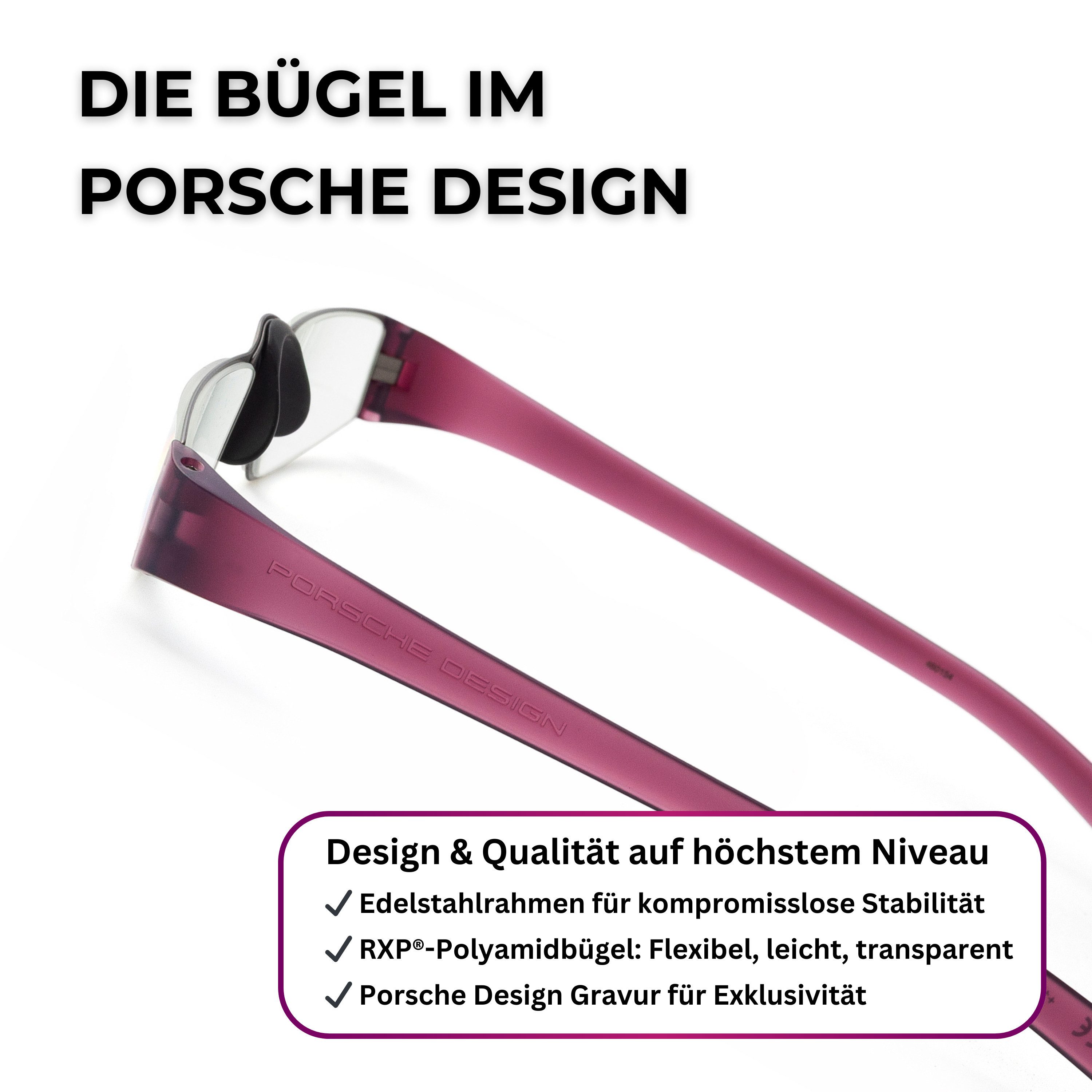 PORSCHE Design Brillengestell Porsche Design Lesebrille P8801, Sehhilfe aus Edelstahl, Modell: W, 100 % Original Porsche Design, Direkt vom Optiker