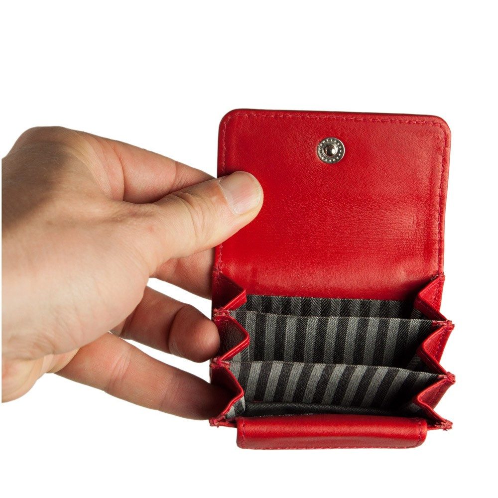 BRANCO Mini Geldbörse Sehr Kleine Geldbörse / Mini Münzbörse, Leder, Rot, Branco 108