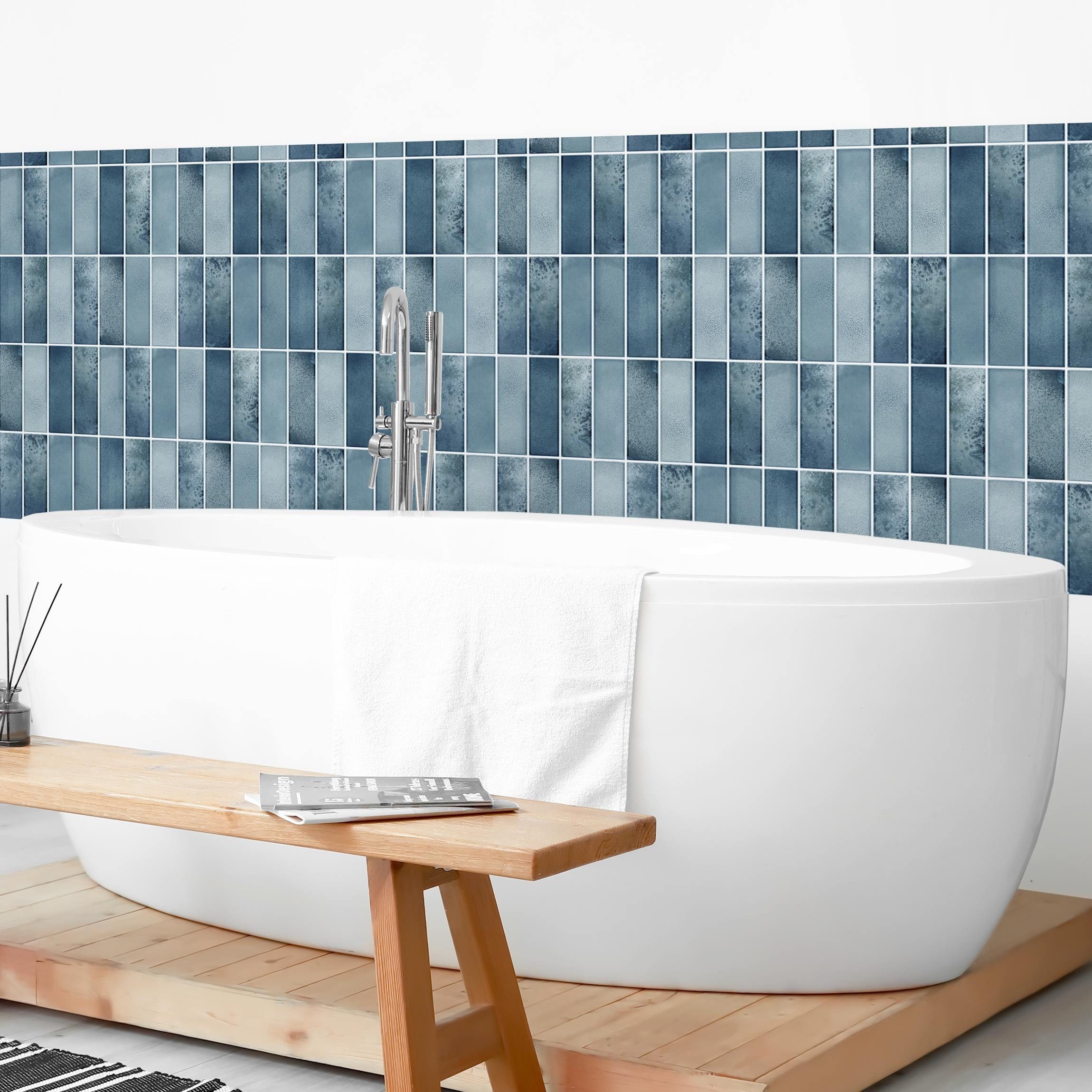 Bilderdepot24 Badrückwand blau fugenlose Wandverkleidung Bad günstig online kaufen