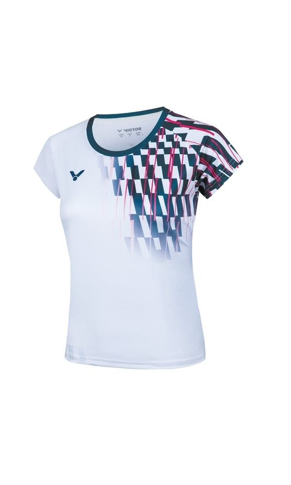 VICTOR T-Shirt Sport-Shirt T-51001TD A (100% Polyester) weiss/blau Damen