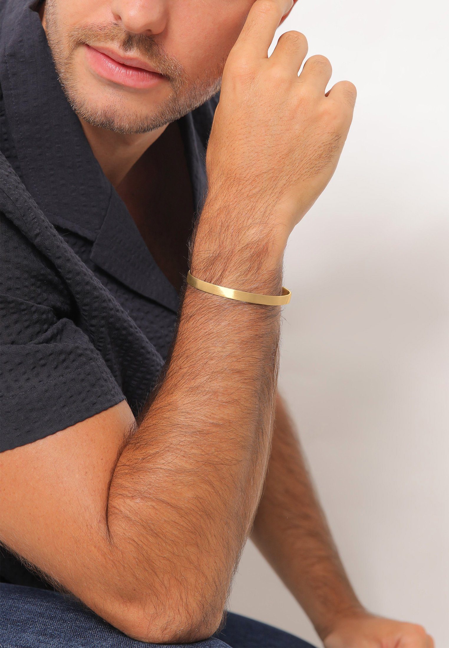 925 Gold Kuzzoi Basic Matt Herren Armband Bangle Silber