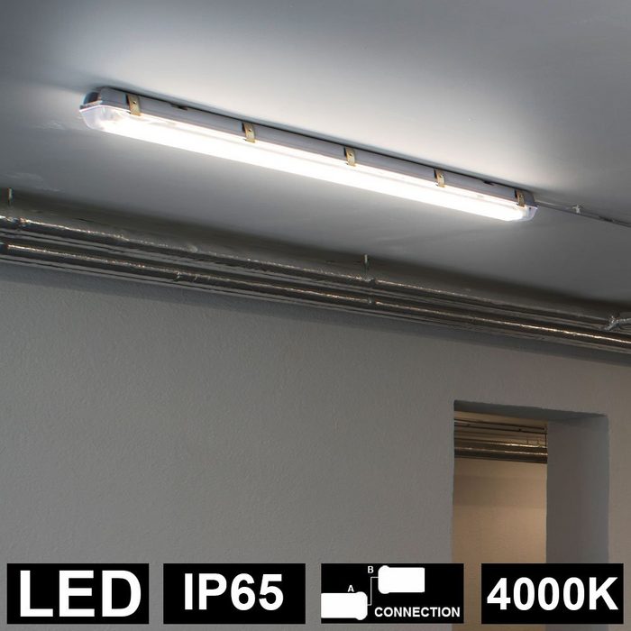 ETT Deckenleuchte LED-Leuchtmittel fest verbaut Neutralweiß LED Wannen Leuchte Decken Lampe neutralweiß Feucht Nass Raum