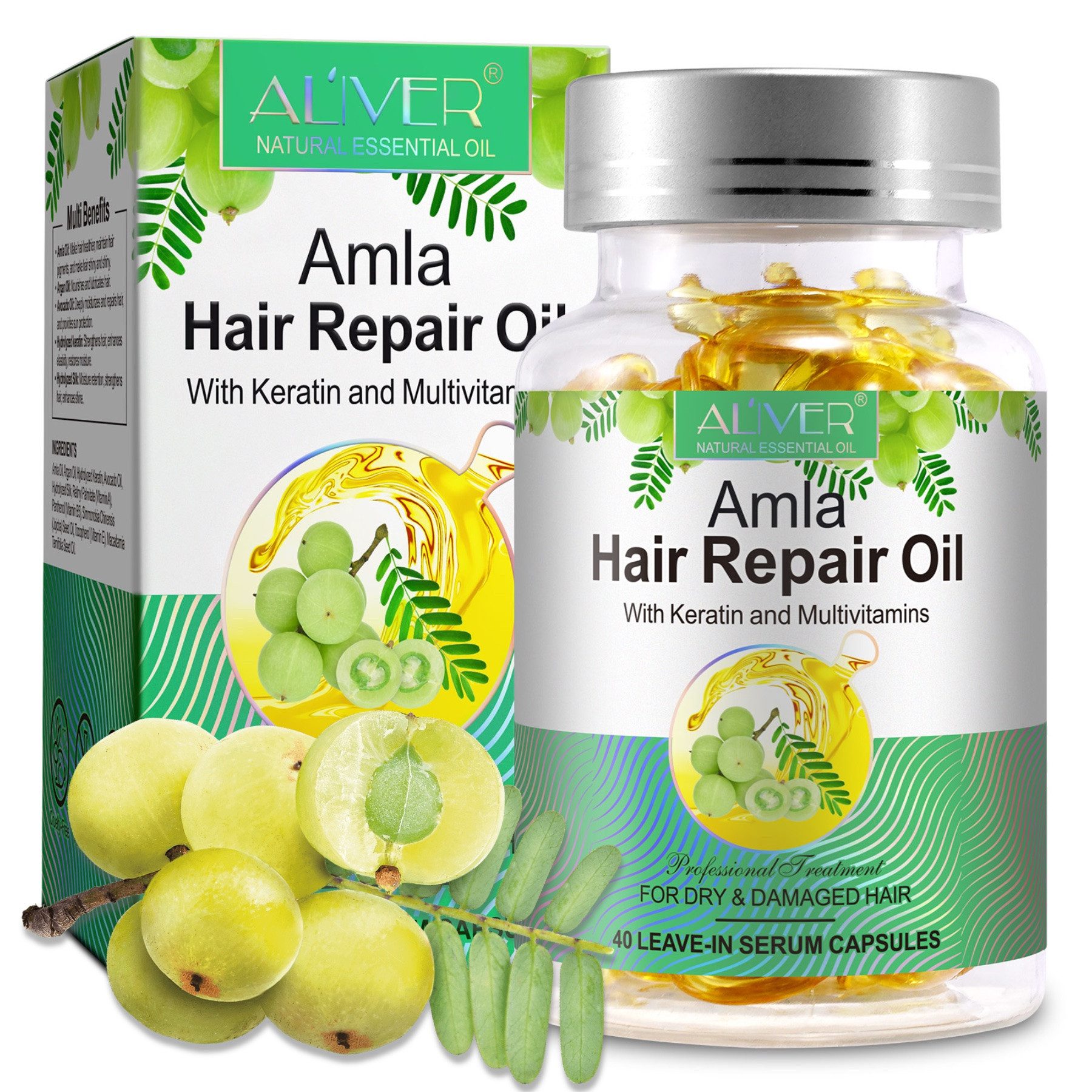ALIVER Haaröl Amlaöl mit Keratin Haarwachstum gegen Haarausfall in Kapseln Bio Vegan, 1-tlg.