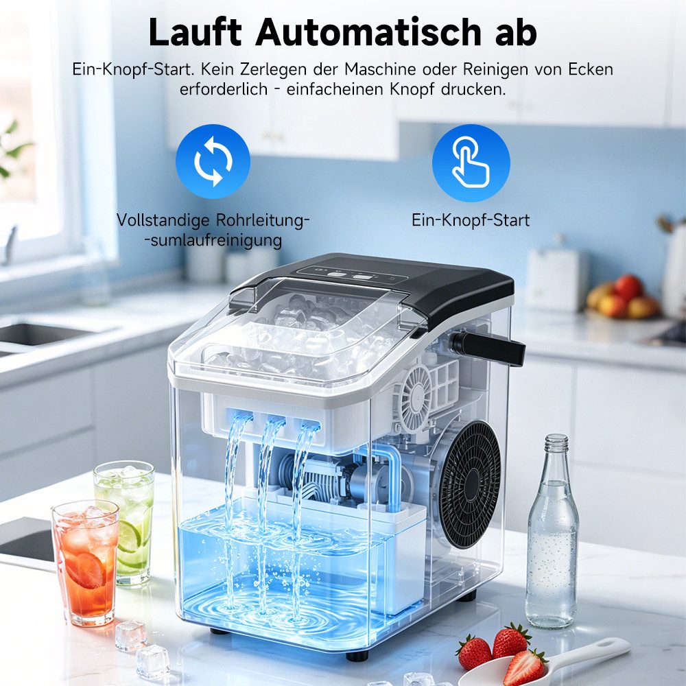 AeroAxis Eiswürfelmaschine Kleine Eiswürfelmaschine, 9 Eiswürfel in 6 Minuten, 15 kg/24 Stunden, selbstreinigende, Eiswürfelmaschinen für Zuhause, Küche, Büro u – Bild 5 von 5