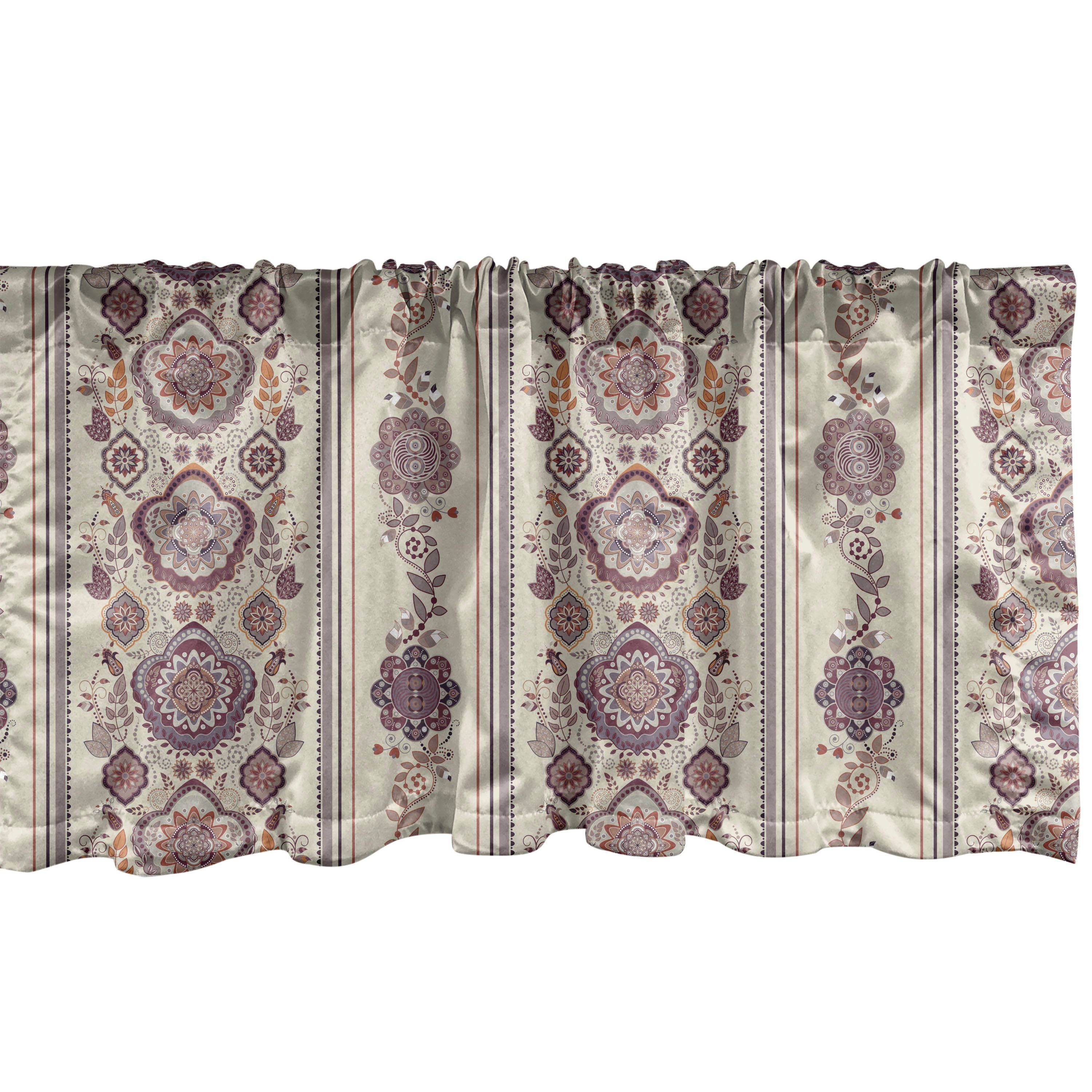 Scheibengardine Vorhang Volant für Küche Schlafzimmer Dekor mit Stangentasche, Abakuhaus, Microfaser, Blumen Mittelalterlich