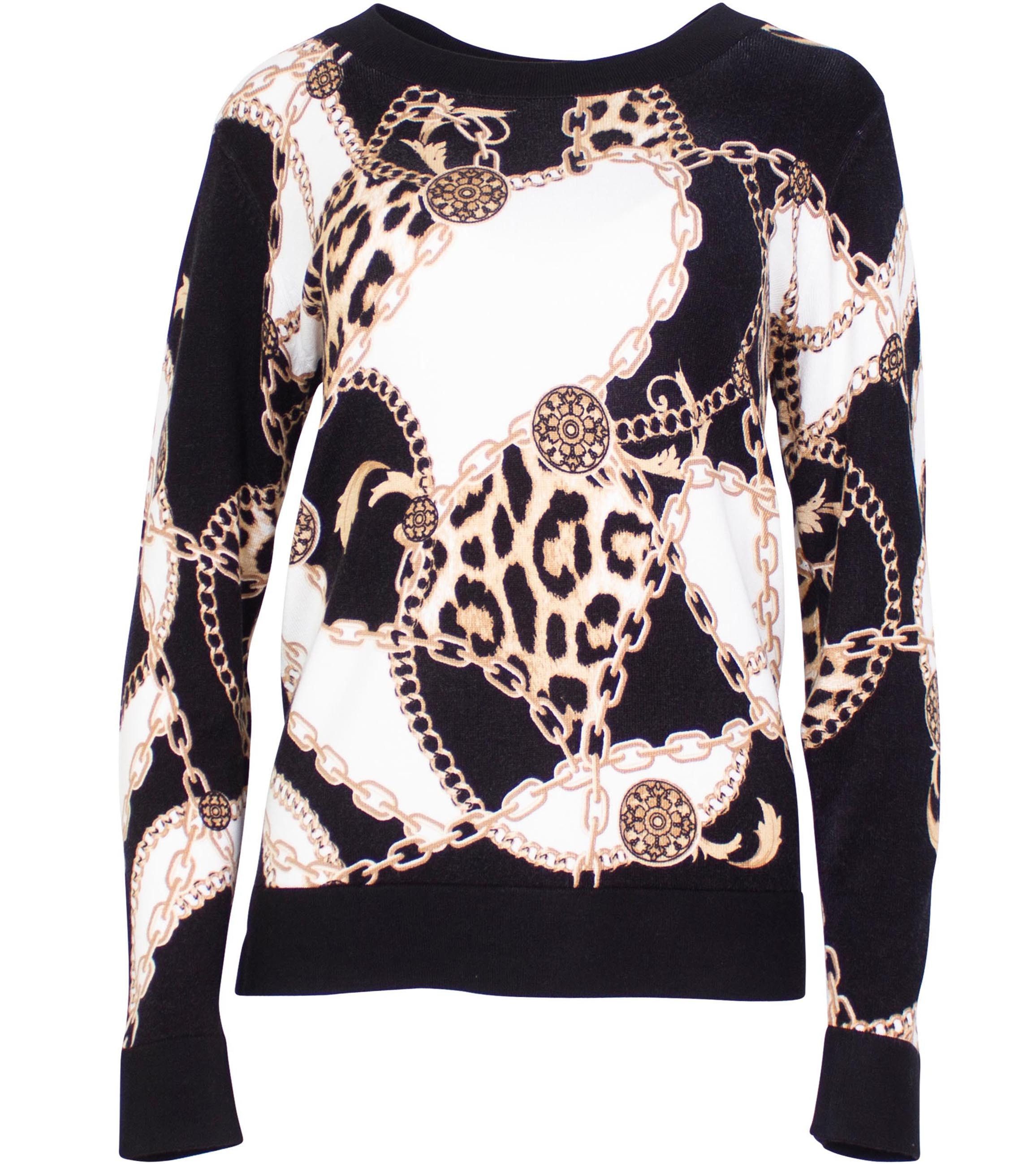 Passioni Strickpullover mit weitem Rundhalsausschnitt und Mustermix günstig online kaufen