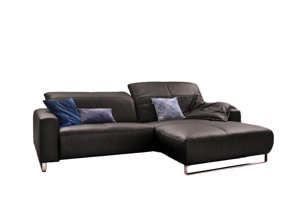 KAWOLA Ecksofa YORK, Sofa, ohne Sitztiefenverstellung rechts links, Recamiere mit grau od. od