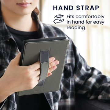 kwmobile E-Reader-Hülle Klapphülle für Tolino Shine 3, Hülle eReader mit Handschlaufe - Herz Brush Design Grau