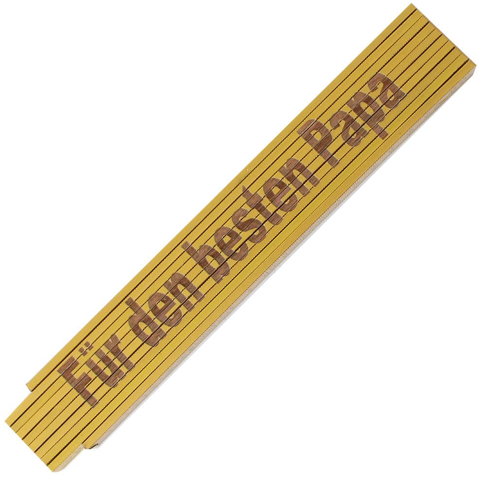 TE-Trend Zollstock Maßstab Laser Gravur Spruch Für den Besten Papa goldfarben, 90° Rasterung und Winkelmesser