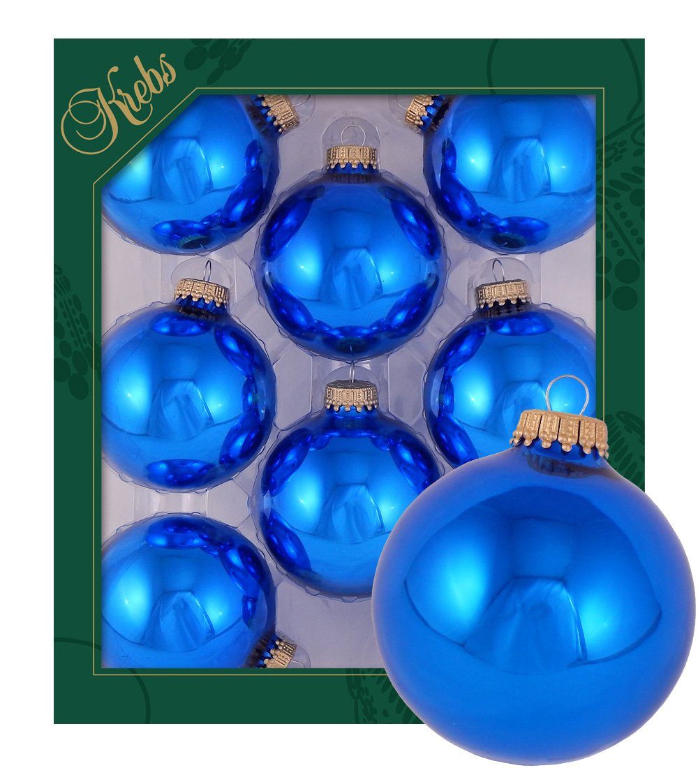 uni 7cm Glas Krebs glänzend Lauscha Christbaumschmuck Glaskugeln Blau