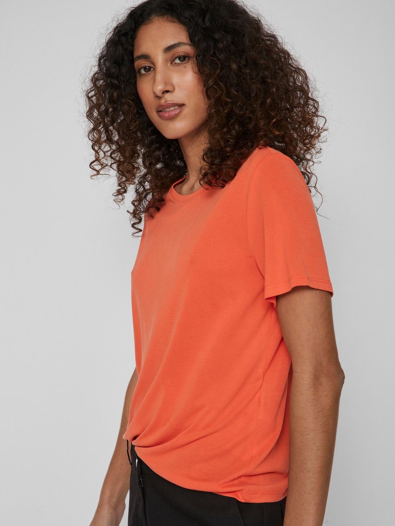 Oberteil in Kurzarm Basic T-Shirt VIMODALA T-Shirt Orange Vila Rundhals 4870 Top