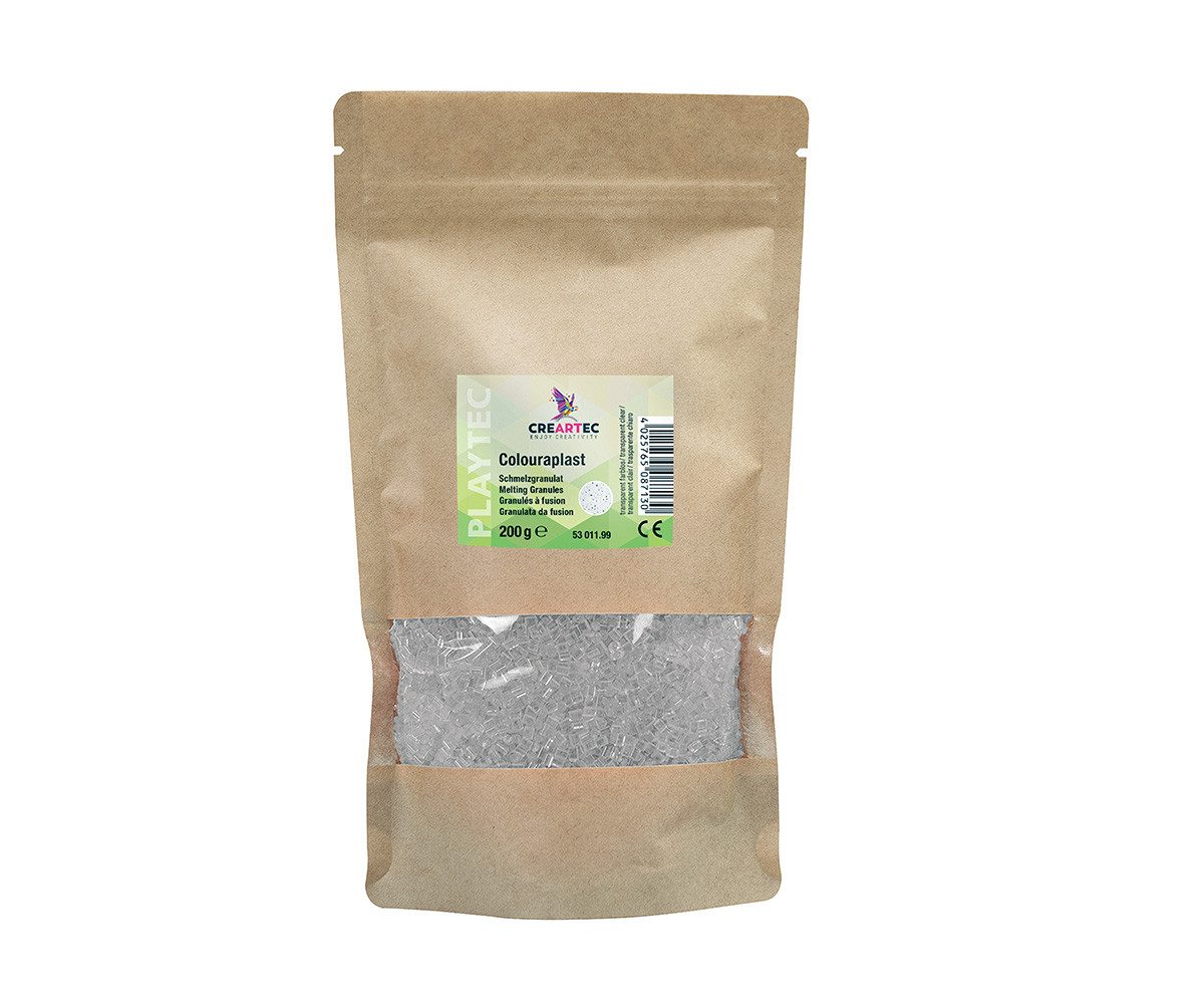 CREARTEC Bastelperlen Colouraplast Transparent - 200g - Perlenspaß für Groß und Klein, für Fensterbilder, Anhänger und vielem mehr - Made in Germany