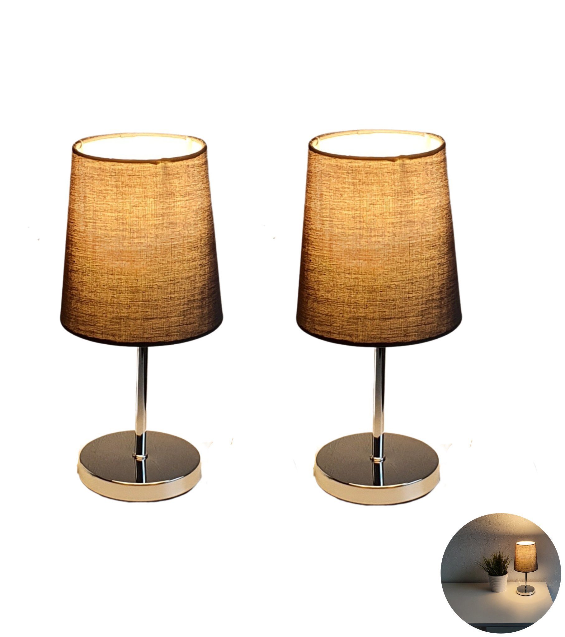 Lichthandel Hoch LED Tischleuchte Nachttischlampe 2er Set Nachttischleuchte günstig online kaufen