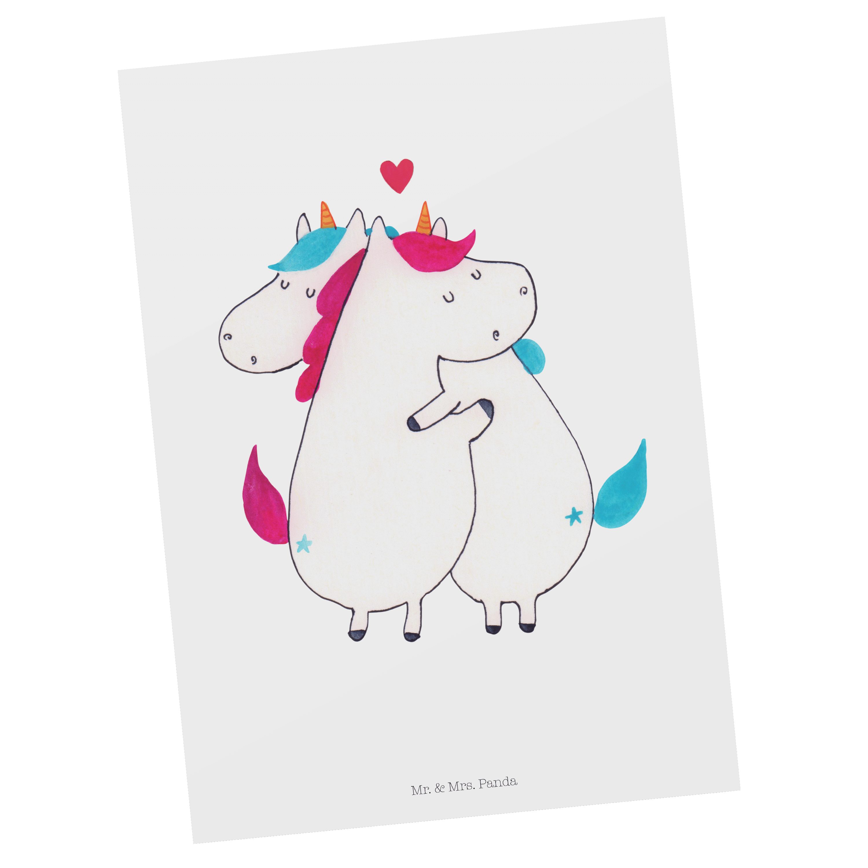 Mr. & Geschenk, Geburtstagskarte, Unicor - Mitteilung - Panda Postkarte Karte, Weiß Einhorn Mrs