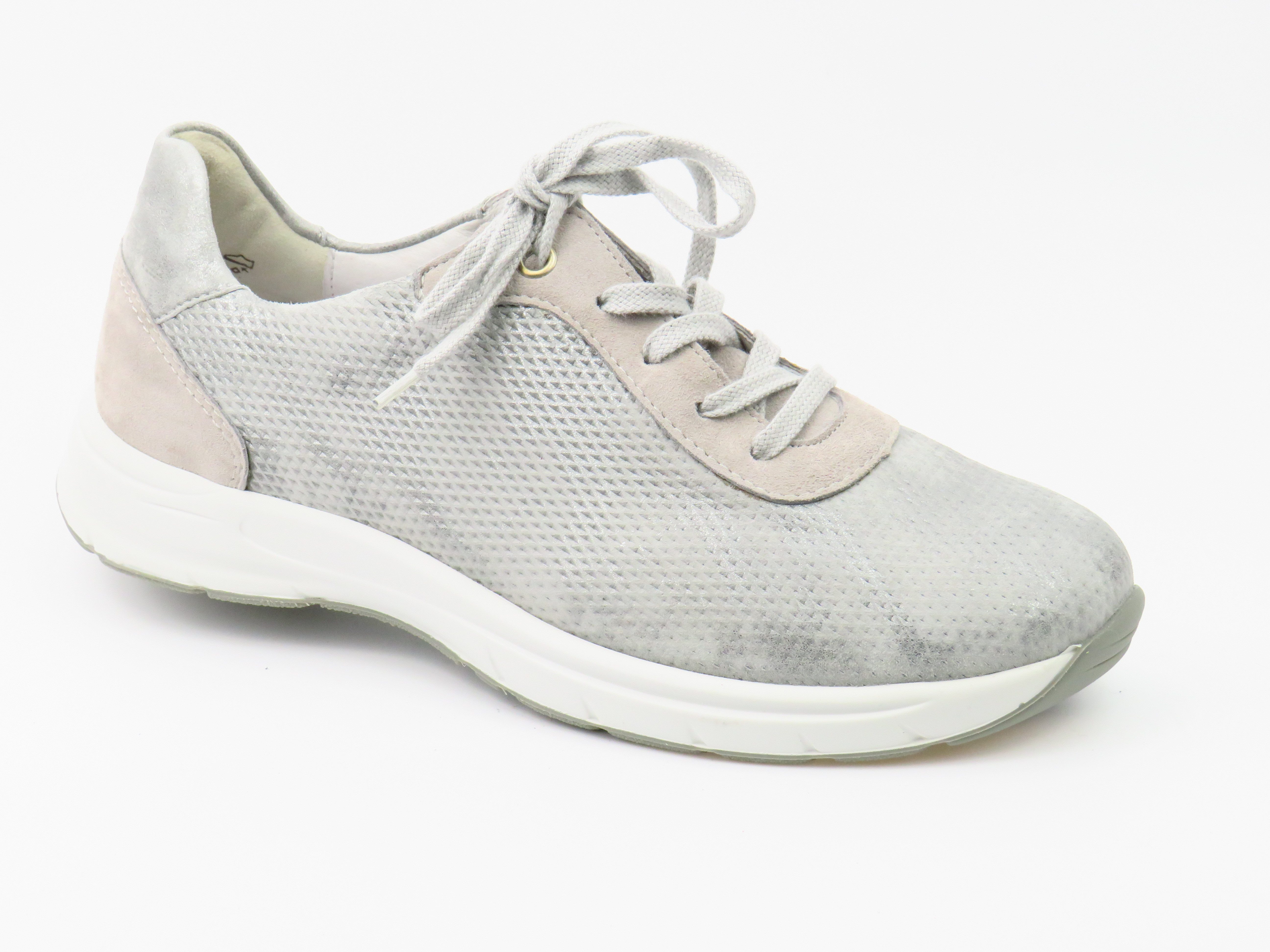 Met.Velour grigio perle Schnürschuh