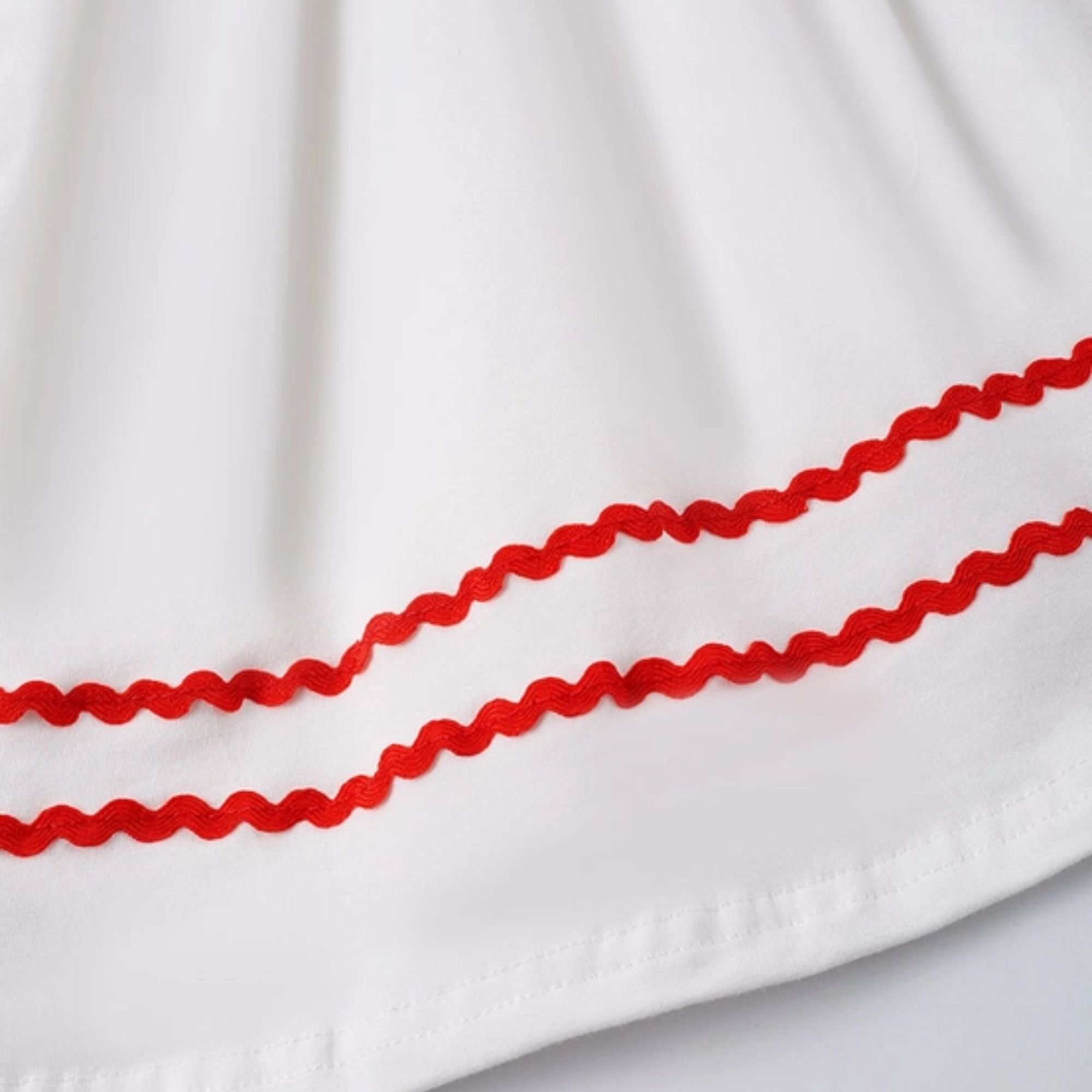Mädchen Rüschenkleid Sommerkleid ausgestellt Kontrastnähte weiß Midikleid für suebidou Kleid