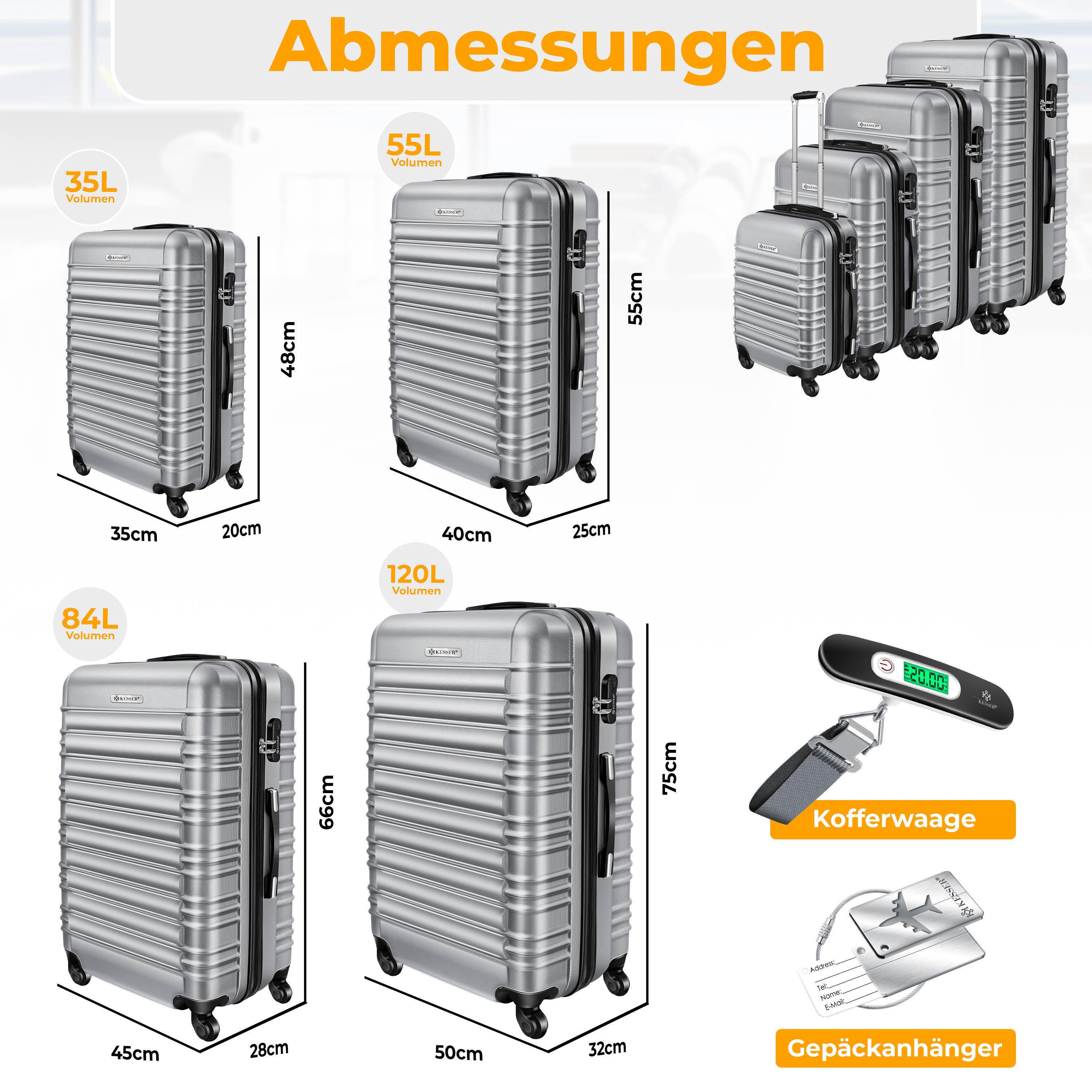 KESSER Kofferset, 4 Rollen, (4 tlg), günstig online kaufen