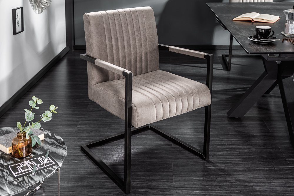 riess-ambiente Freischwinger BIG ASTON taupe / schwarz, Esszimmer · Microfa günstig online kaufen