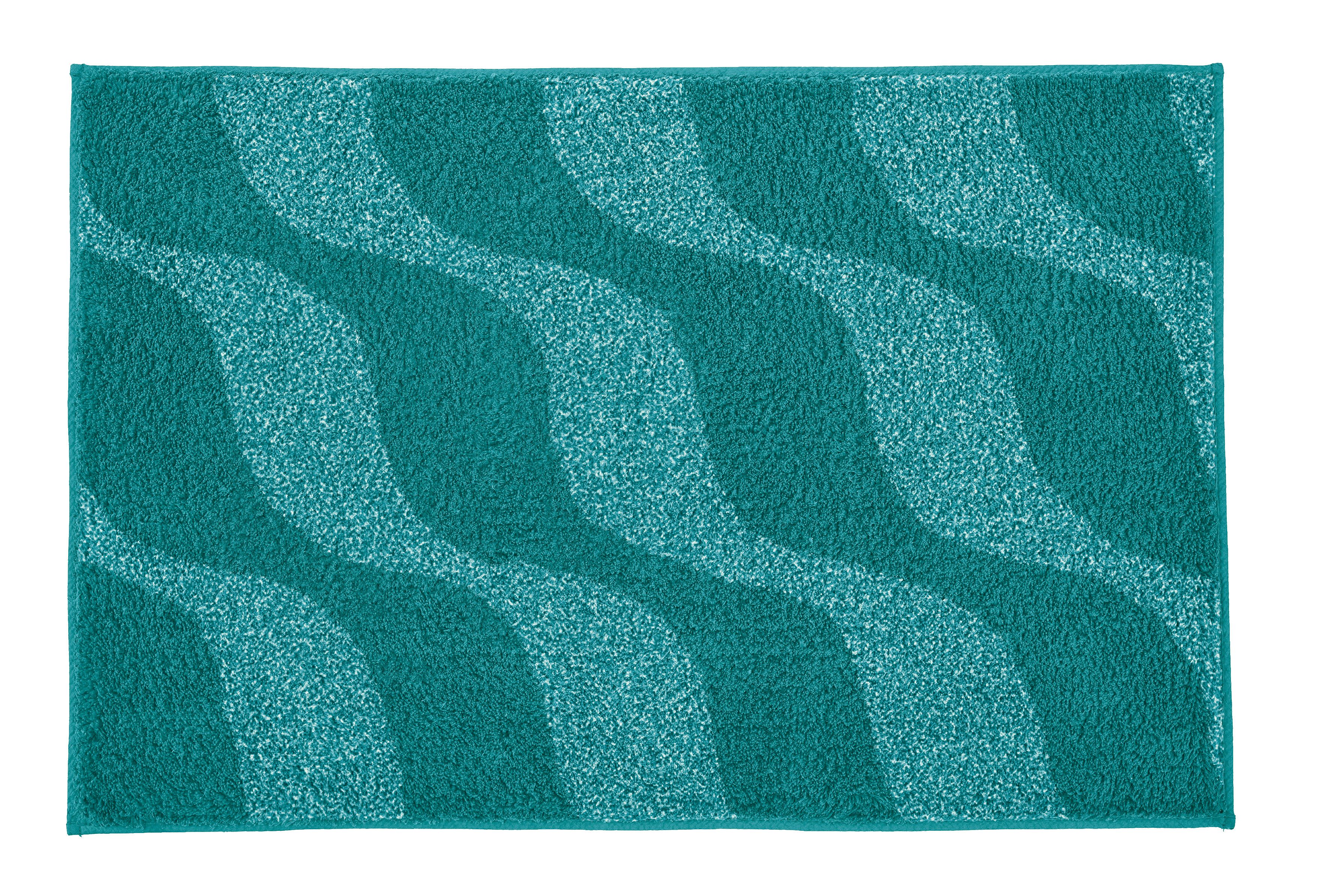 Kleine Wolke Badematte »Onda«, Badvorleger, Badezimmer Teppich, Höhe 15 mm, rutschhemmend beschichtet, fußbodenheizungsgeeignet, Polyacryl, rechteckig, Badteppich, modernes Ton in Ton Wellendesign, flauschig