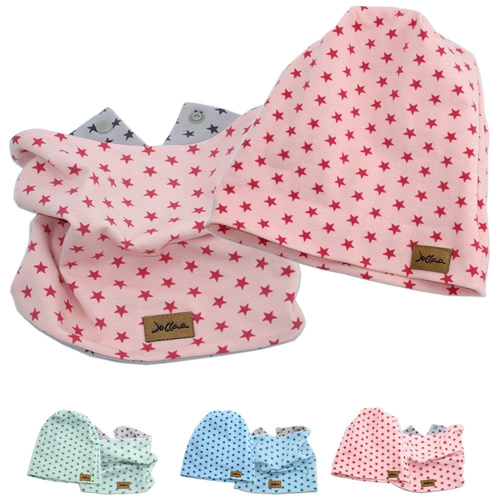 JOLLAA Beanie »Sterne« ROSA Babymütze Kindermütze Jersey Baumwolle  Mitwachsend oder Loop Schal Halstuch Rosa Blau Mint MADE IN EUROPE online  kaufen | OTTO