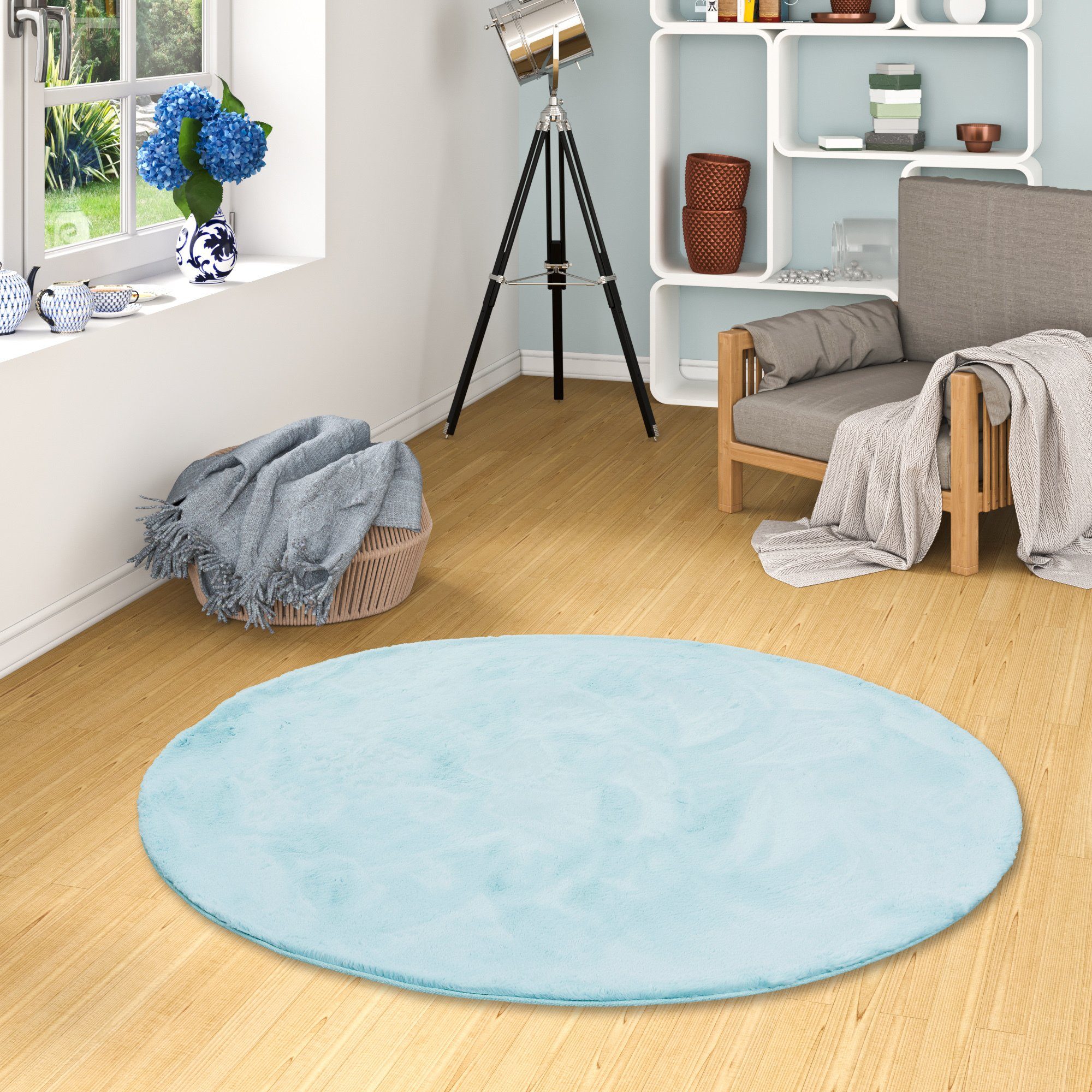 Pergamon Fellteppich Fellteppich Luxus Super Soft Plush Rund, Rund, Höhe: 25 mm