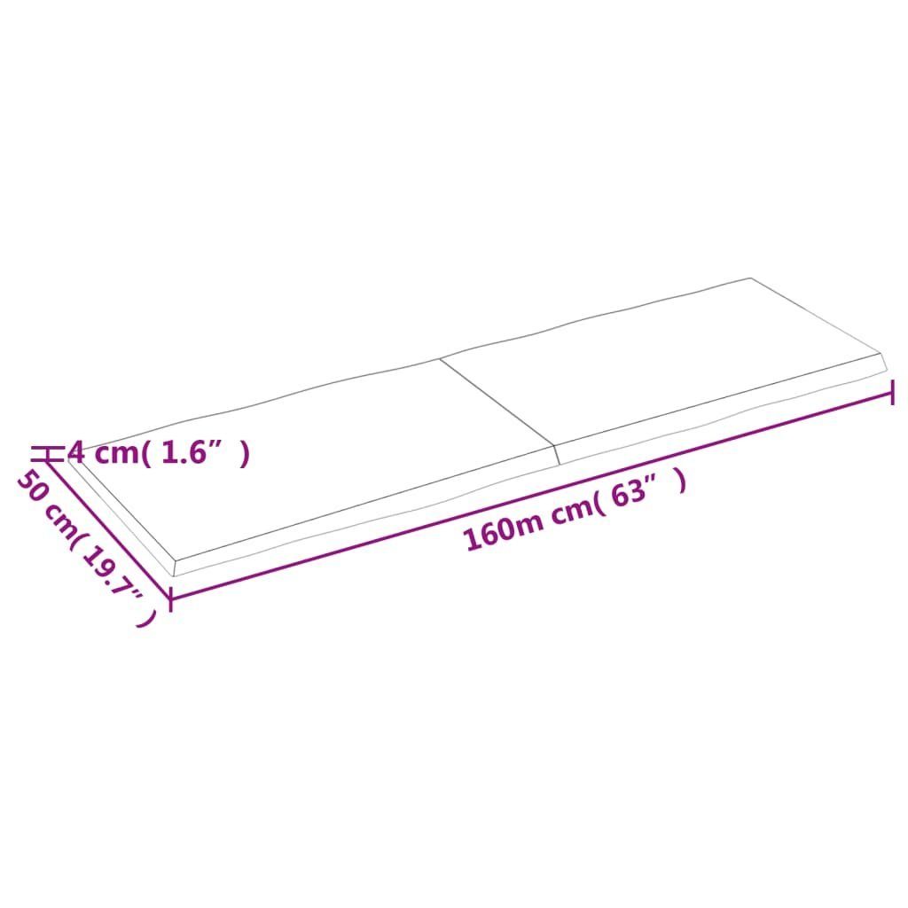 furnicato Tischplatte St) Unbehandelt cm (1 Baumkante Massivholz 160x50x(2-4)
