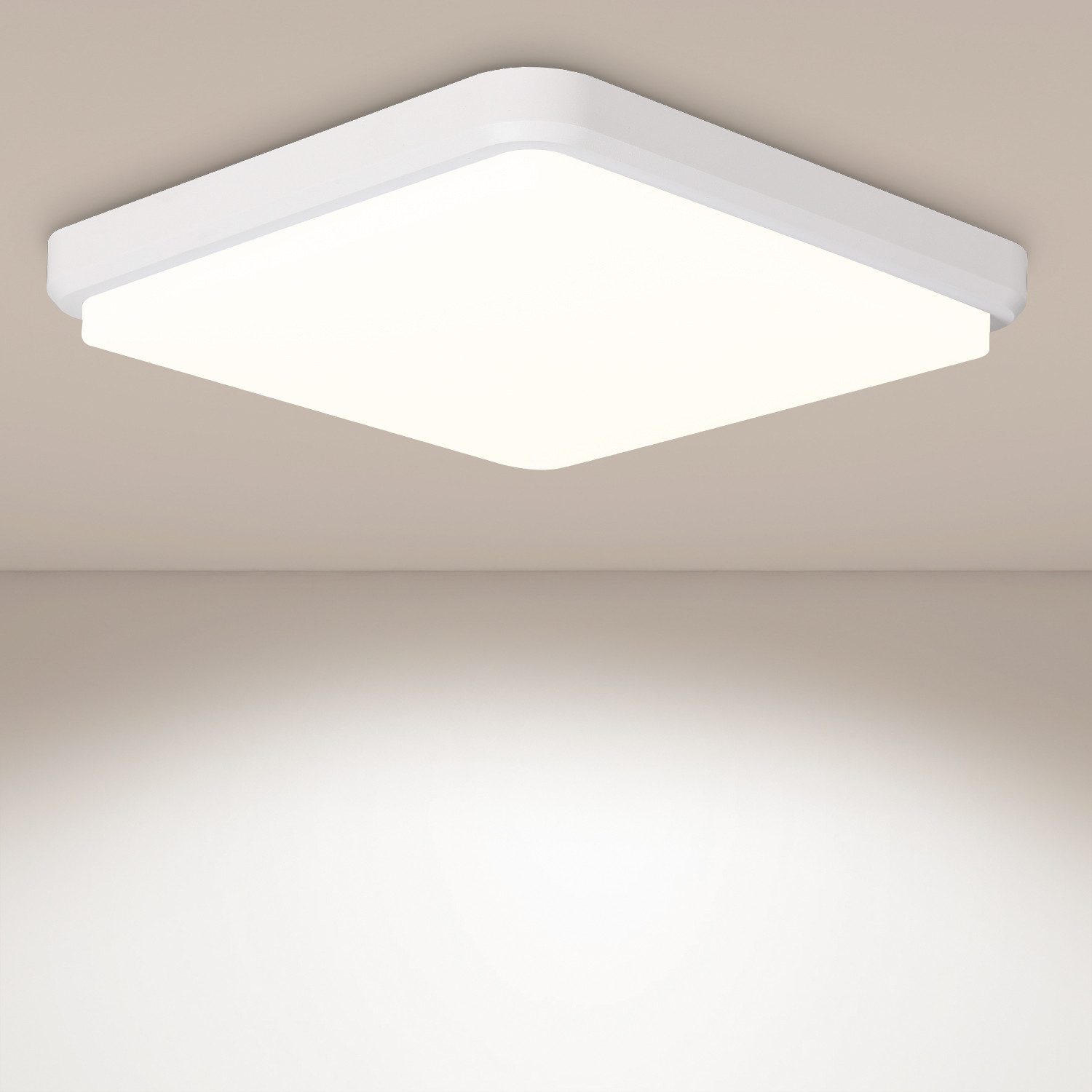 JDONG LED Deckenleuchte Flach Eckig/Rund/Holzolzoptik Deckenlampe, günstig online kaufen