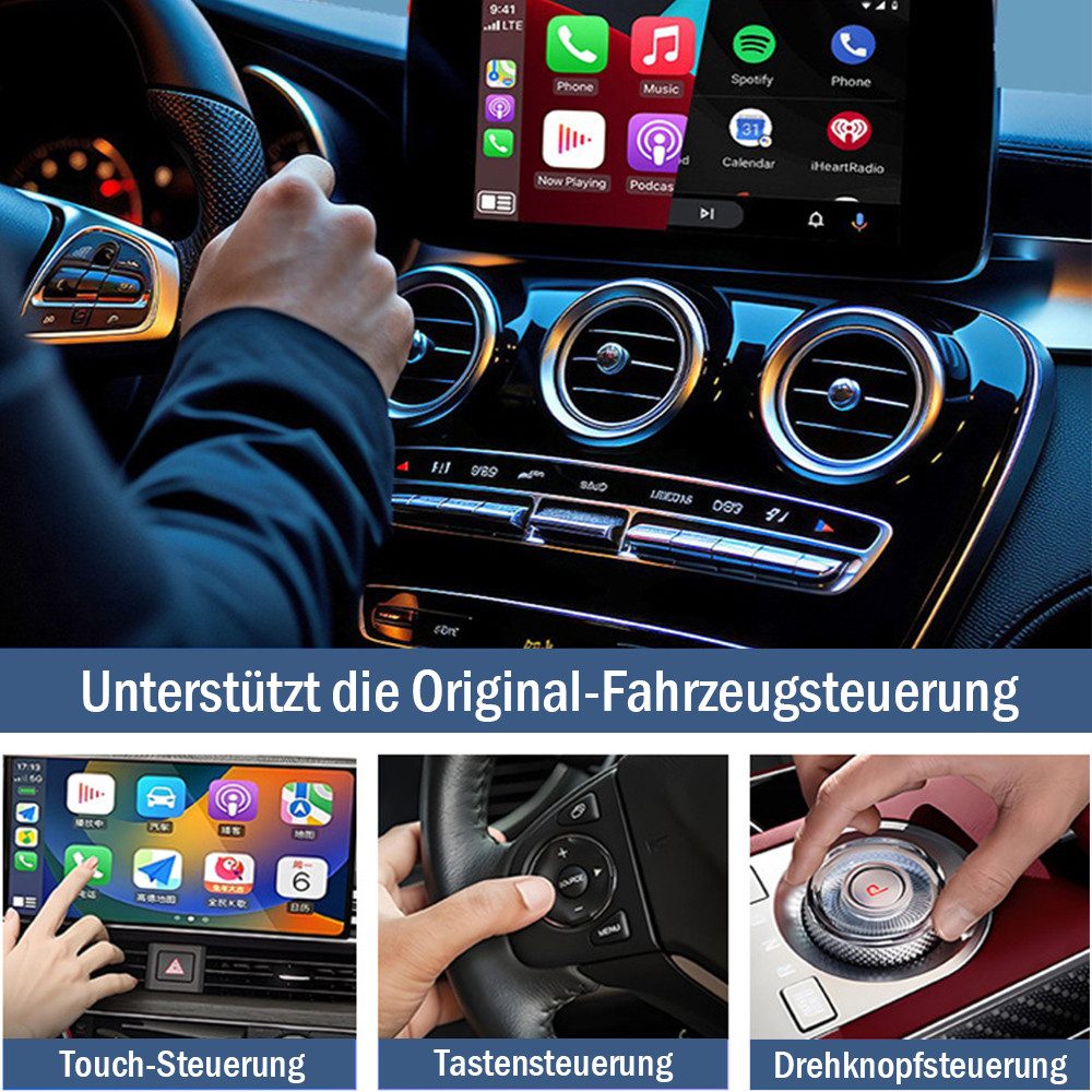 TUWENA Wireless Carplay Adapter 2-in-1 für CarPlay/Android Auto mit Type-C Adapter, Adapter Ohne Latenzzeit, Plug-and-Play, Kompatibel mit Fast Jedem Auto – Bild 3 von 5
