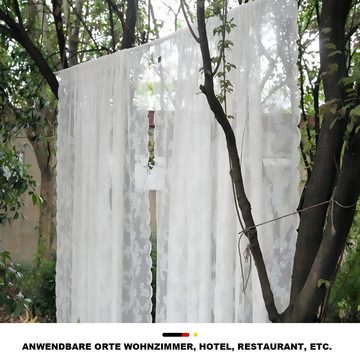 Gardine Gardinen Weiß Transparent Spitze Vorhang mit Stangentaschen, MAGICSHE, (1 St), 1 Paneele