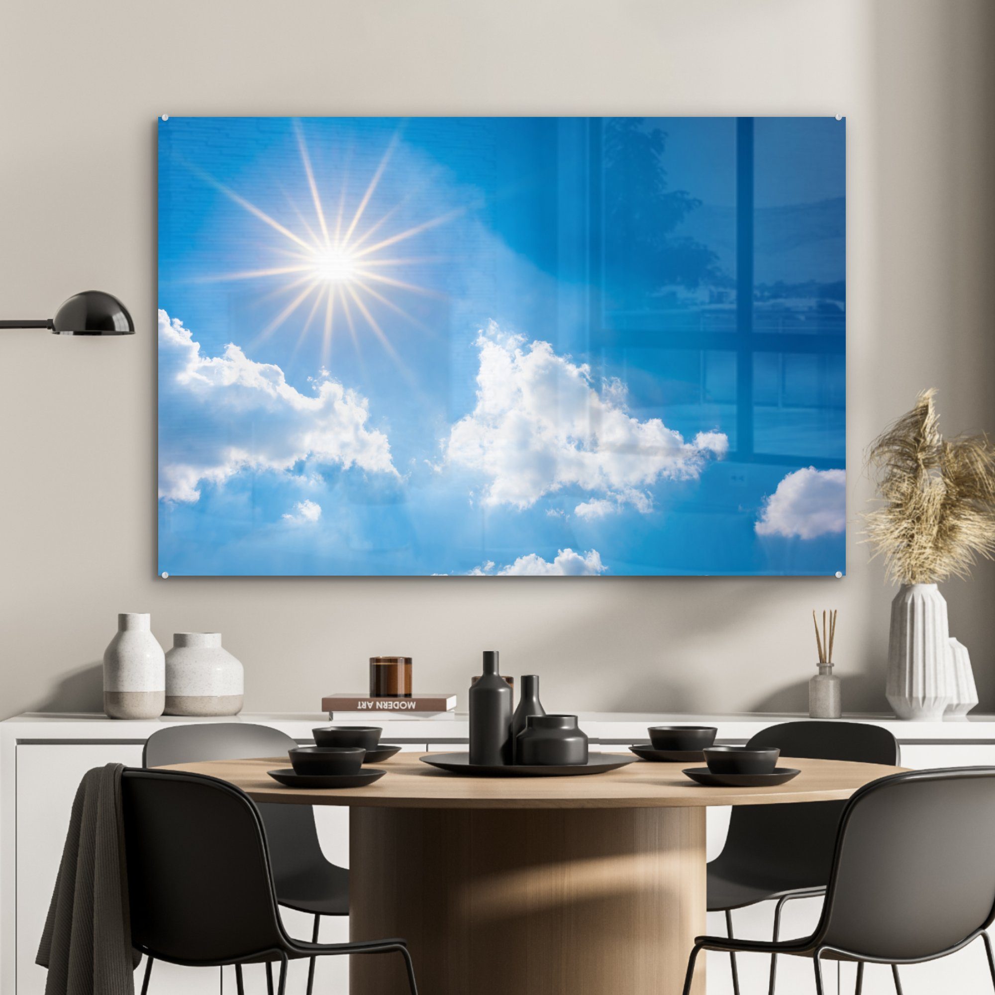 (1 Sommer, - - Sonne MuchoWow St), Acrylglasbilder & Acrylglasbild Wolken Schlafzimmer Wohnzimmer