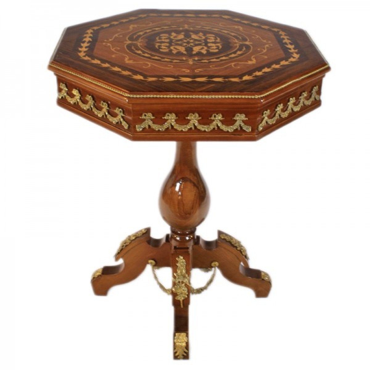 x Mahagoni Möbel H78 62 Beistelltisch Antik / - - XVI Tisch Ludwig Intarsien Barock Beistelltisch Gold Stil Casa cm Padrino
