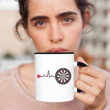 Trendation Tasse Trendation - Dart Herzschlag Geschenk Tasse Kaffeetasse Dartspieler Geschenkidee Darts Geschenke für Männer Frauen