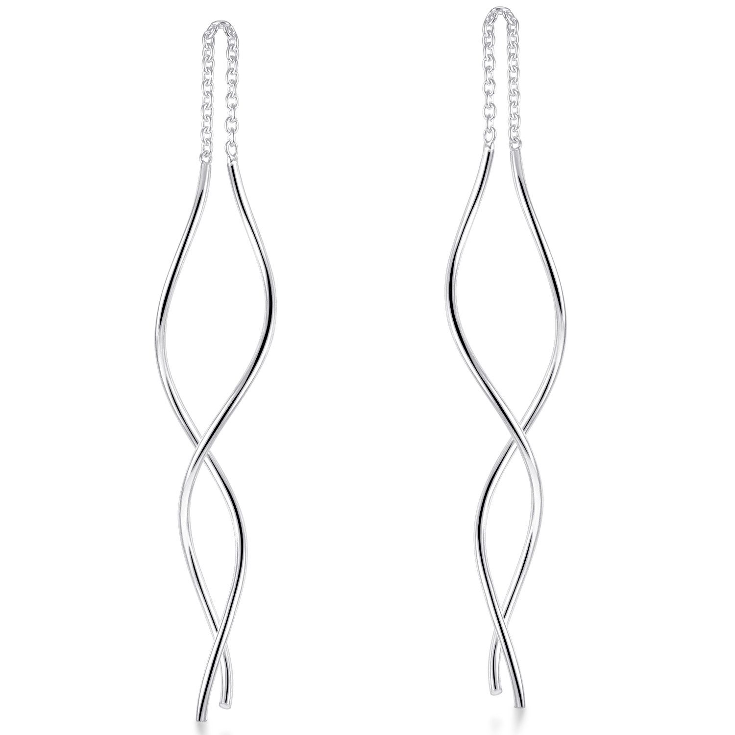 Materia Paar Ohrhänger Damen Durchzieher Spirale lang SO-231, 925 Sterling Silber – Bild 4 von 4