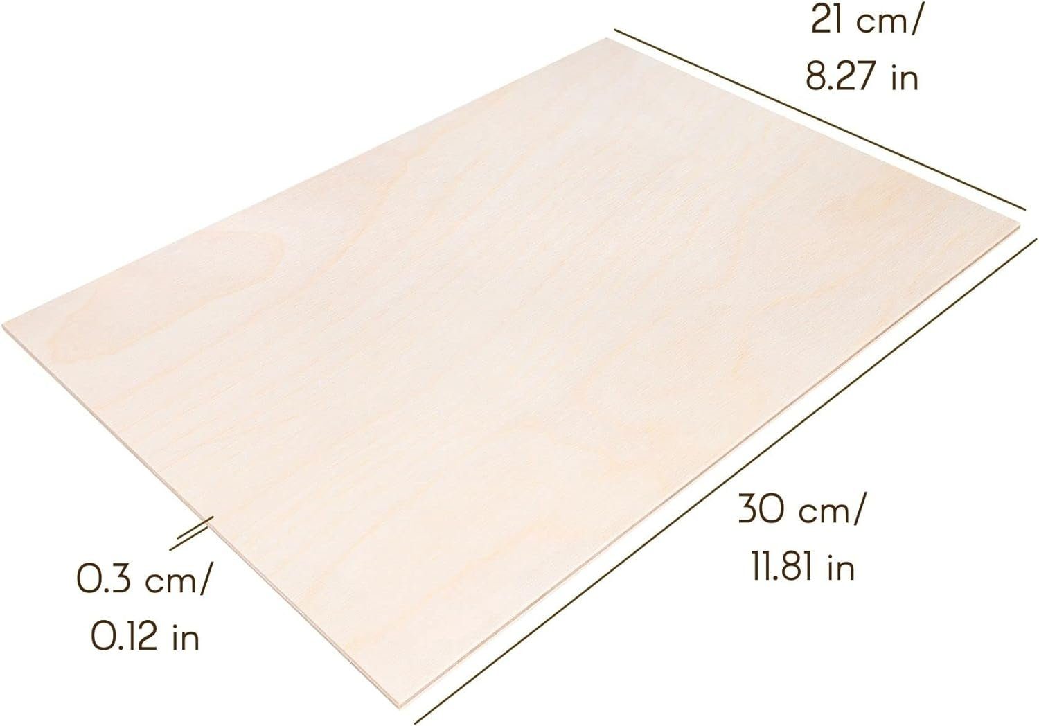 Creative Deco Bastelnaturmaterial 25 x A4 Sperrholzplatte 3 mm, 300 x 210 mm Birkensperrholz