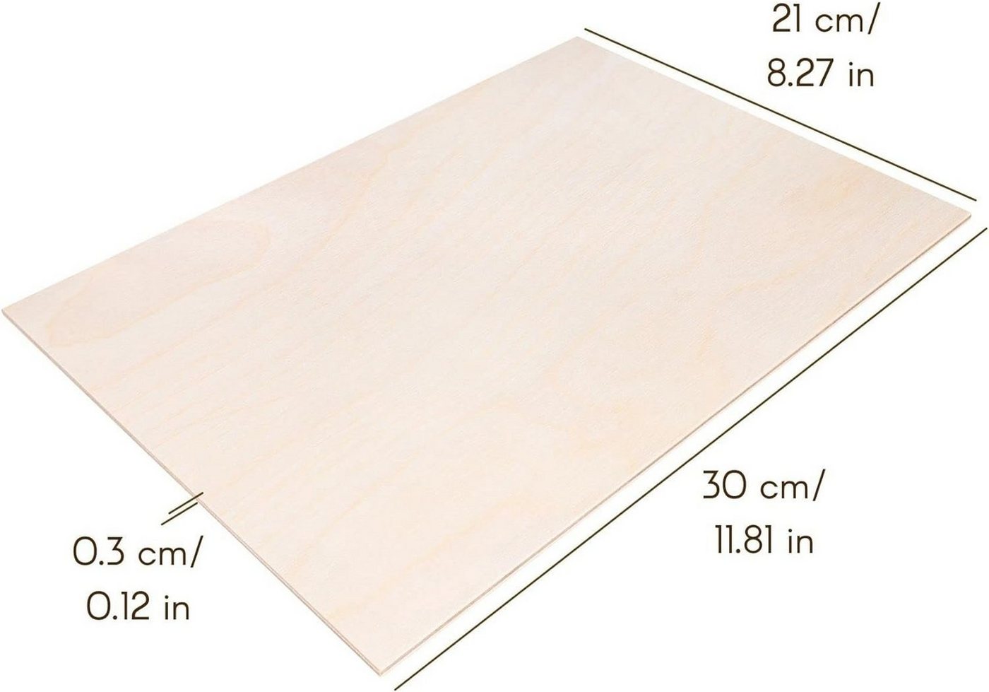 Thumbnail - Creative Deco Bastelnaturmaterial 25 x A4 Sperrholzplatte 3 mm, 300 x 210 mm Birkensperrholz