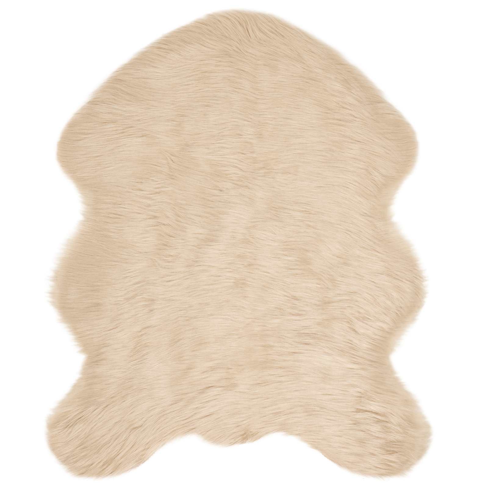 vidaXL Teppich Teppich aus Kunstschaffell TAFALLA Beige 50 x 80 cm Polyester, Unregelmäßig