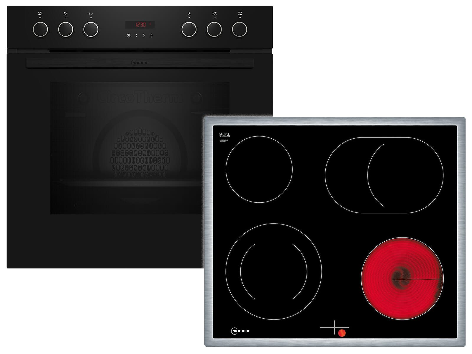 NEFF Elektro-Herd-Set, mit Teleskopauszug nachrüstbar, Pyrolyse-Selbstreinigung