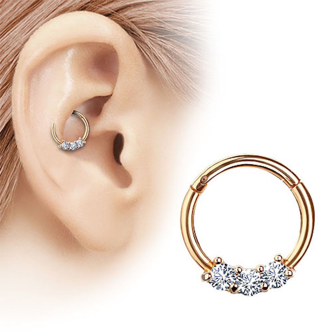 Taffstyle Nasenpiercing Universal Piercing Ring mit Kristallen Septum Helix günstig online kaufen