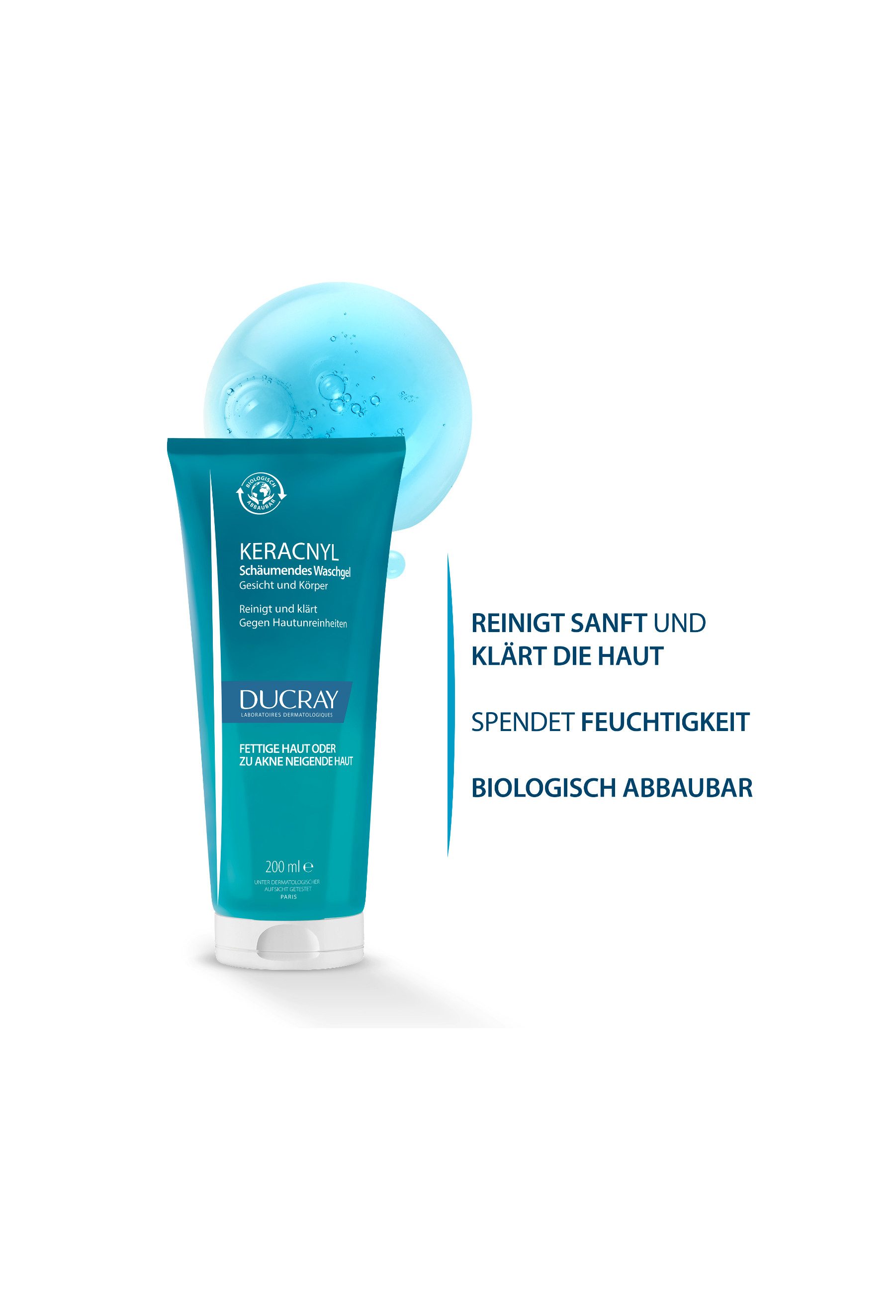 Ducray Gesichtsreinigungsgel KERACNYL Waschgel, hilft Unreinheiten loszuwerden