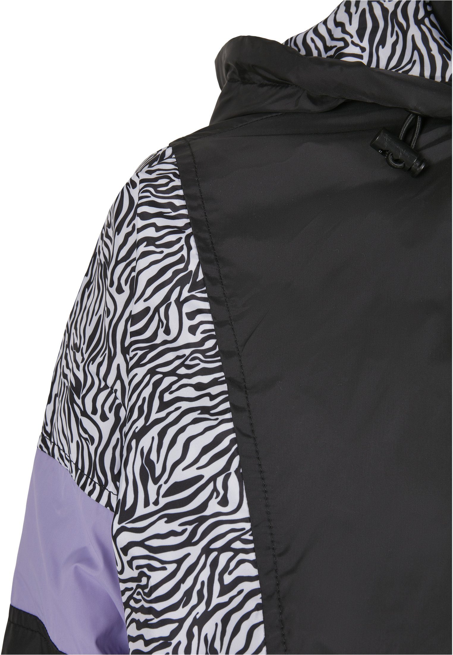 URBAN CLASSICS Mixed Jacket Ladies Pull (1-St) Outdoorjacke black/zebra AOP Over Damen