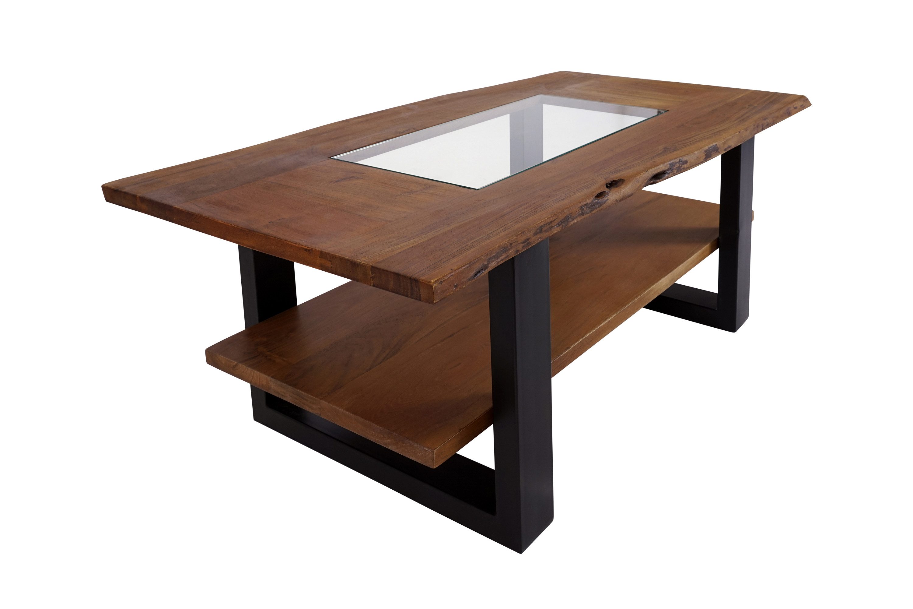 Loreno® Couchtisch Patrick, Akazienholz, mit Glaseinsatz, günstig online kaufen