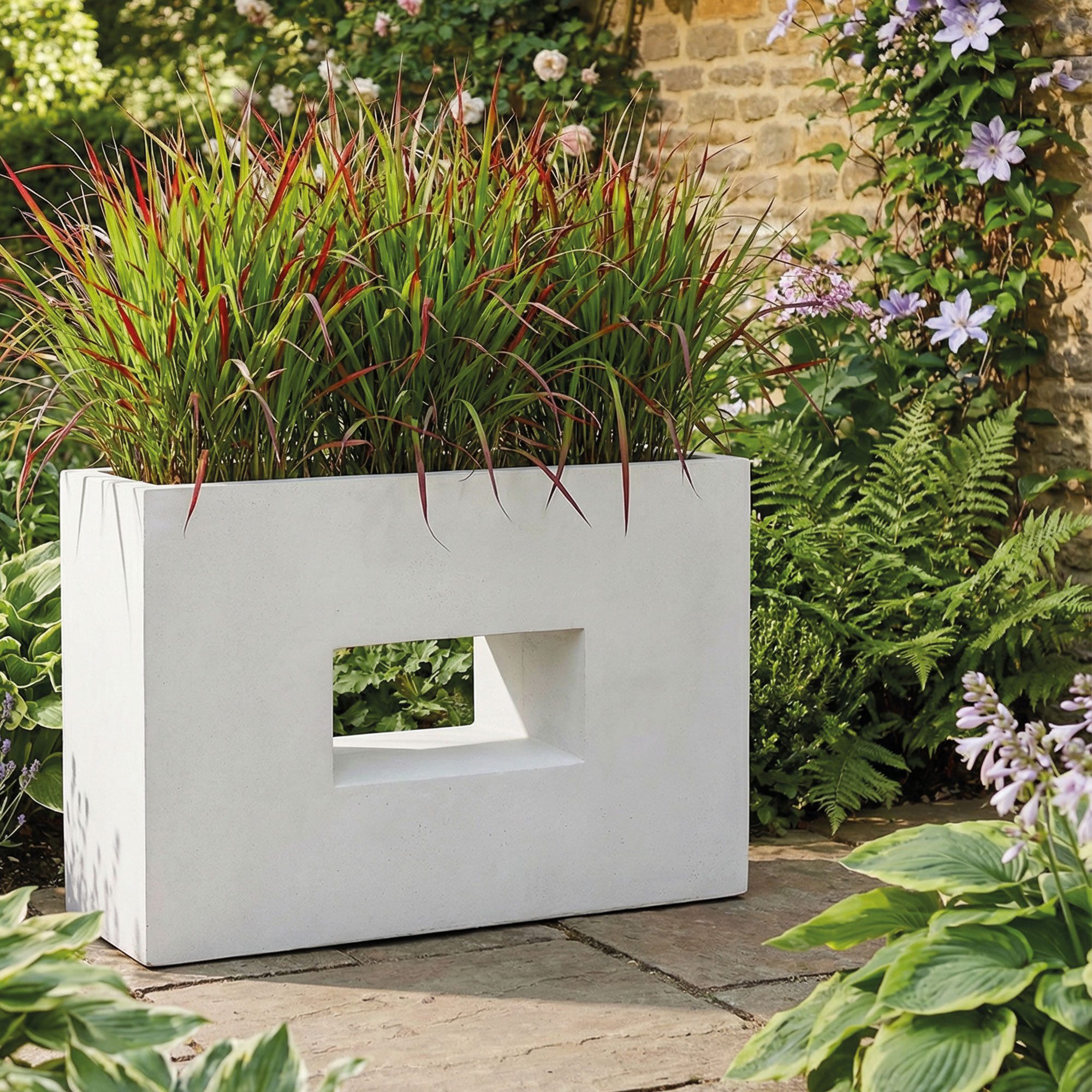 Pflanzwerk® Hochbeet Pflanzkübel VISTA - (Sand) - 52cm x 75cm x 27cm, Fiberglas - Handgefertigt - Rechteckig - Frostbeständig