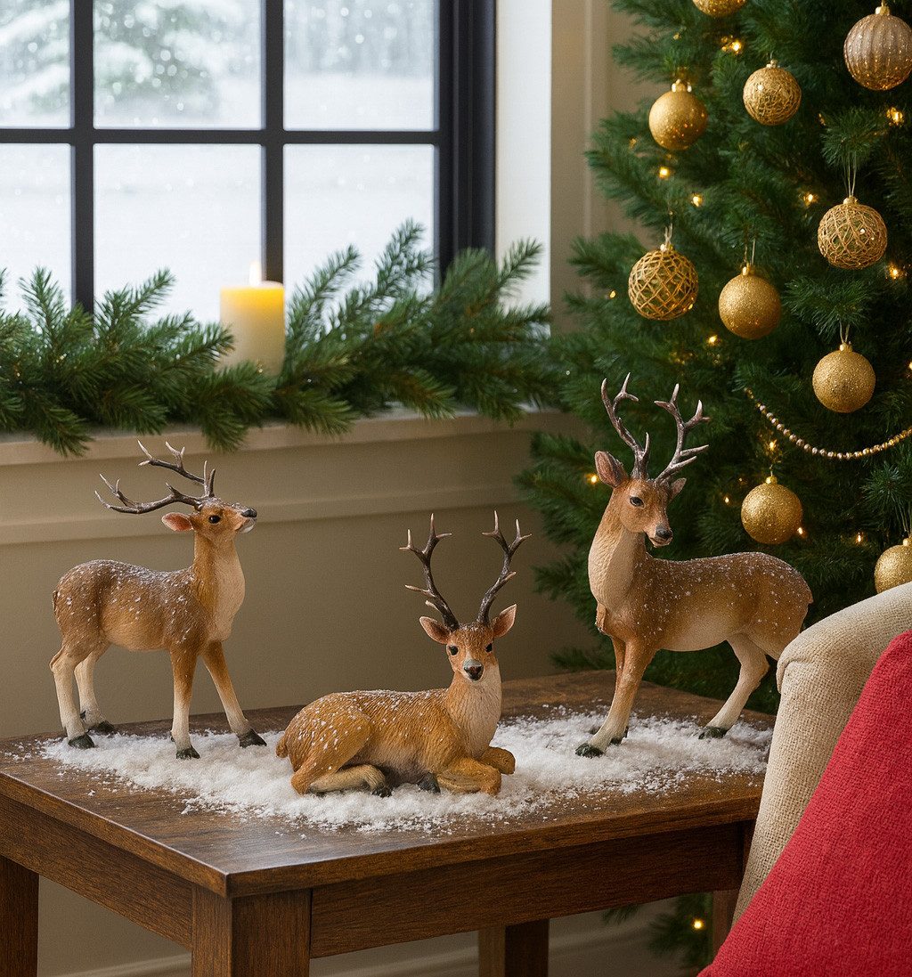 Kremers Schatzkiste Tierfigur 3er Set Hirsch Figuren 18-26 cm naturgetreue günstig online kaufen