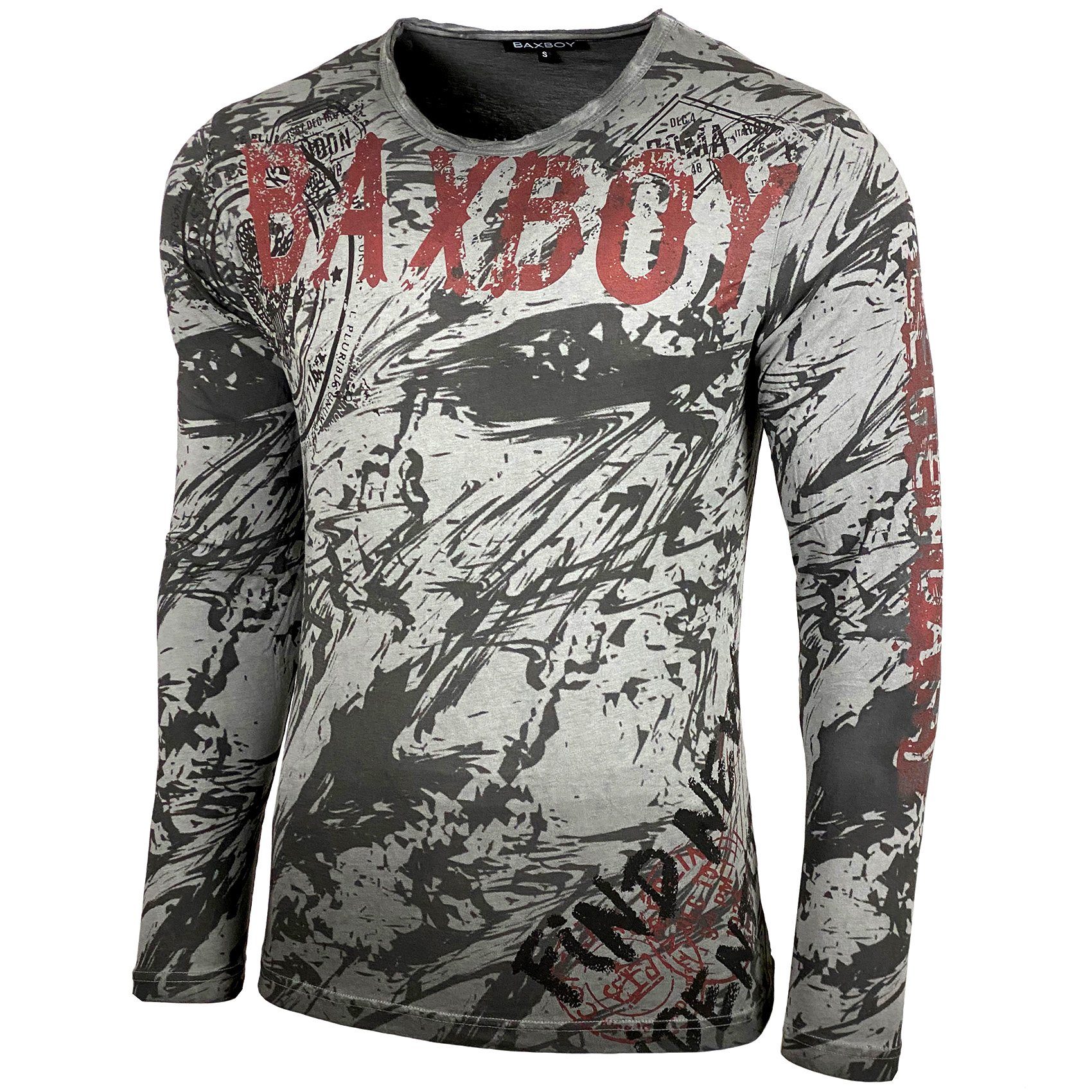 Baxboy Longshirt Baxboy Herren Longsleeve T-Shirt Moderner Männer Langarmshirt B-701 Anthrazit