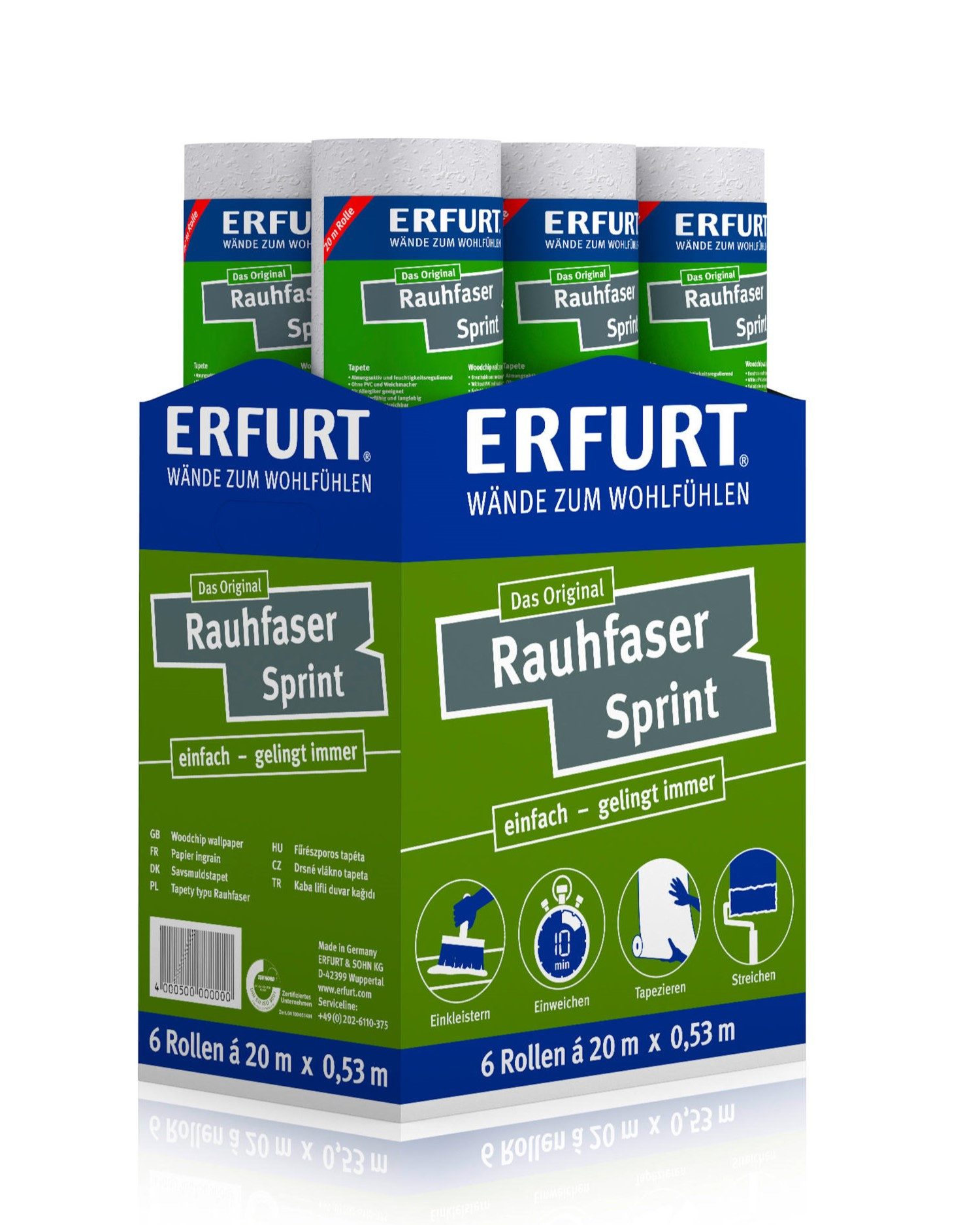 ERFURT Papiertapete Rauhfaser SPRINT, 20 m x 0,53 m - 6 Rollen günstig online kaufen