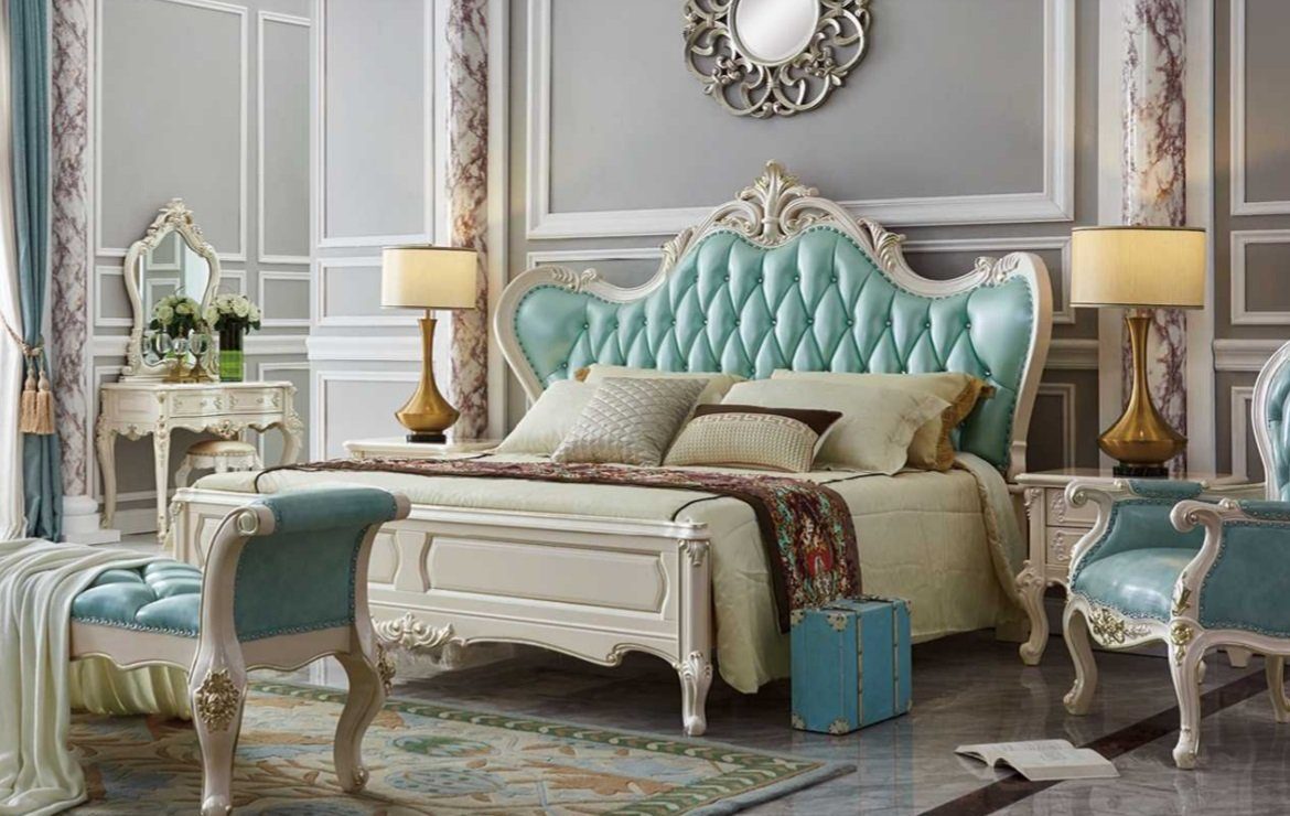 JVmoebel Bett, Luxus Chesterfield Klassisches Bett Leder Schlafzimmer