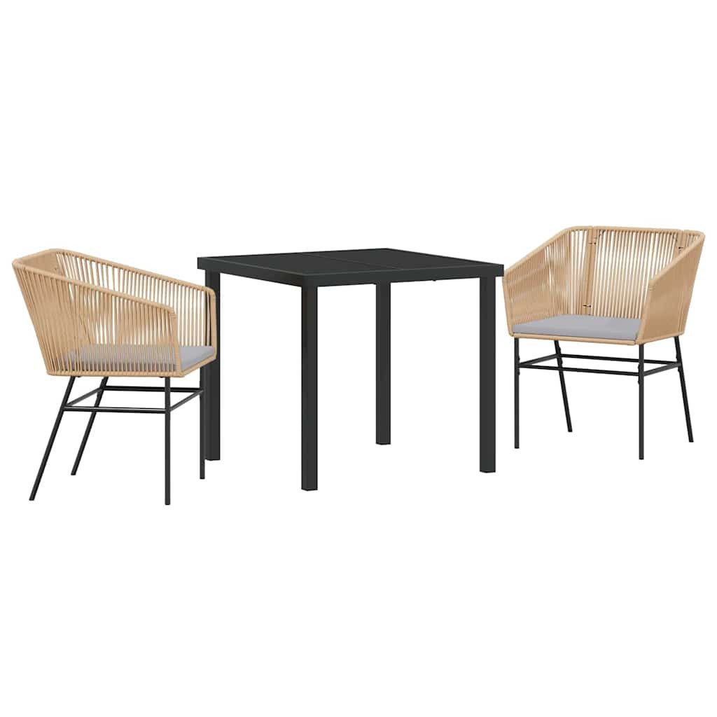 vidaXL Gartenlounge-Set Garten Essgruppe 3 pcs Braun Pulverbeschichteter Stahl, (3-tlg)