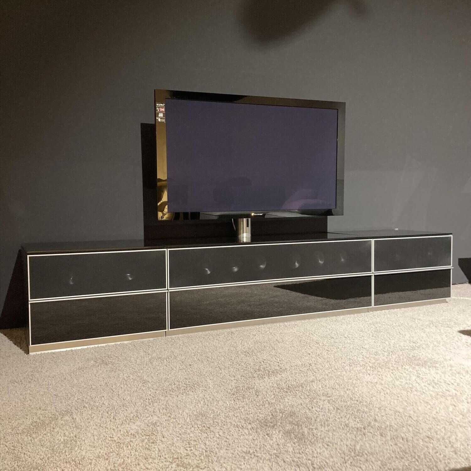 SPECTRAL Anbauschrank Catena Hifimöbel Korpus Schwarz Hochglanz Lautsprechertuch Schwarz
