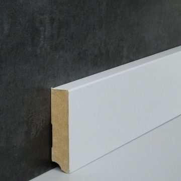 Südbrock Sockelleiste MDF, 19 x 80 x 2500 mm, Weiß, Fußleiste, MDF foliert