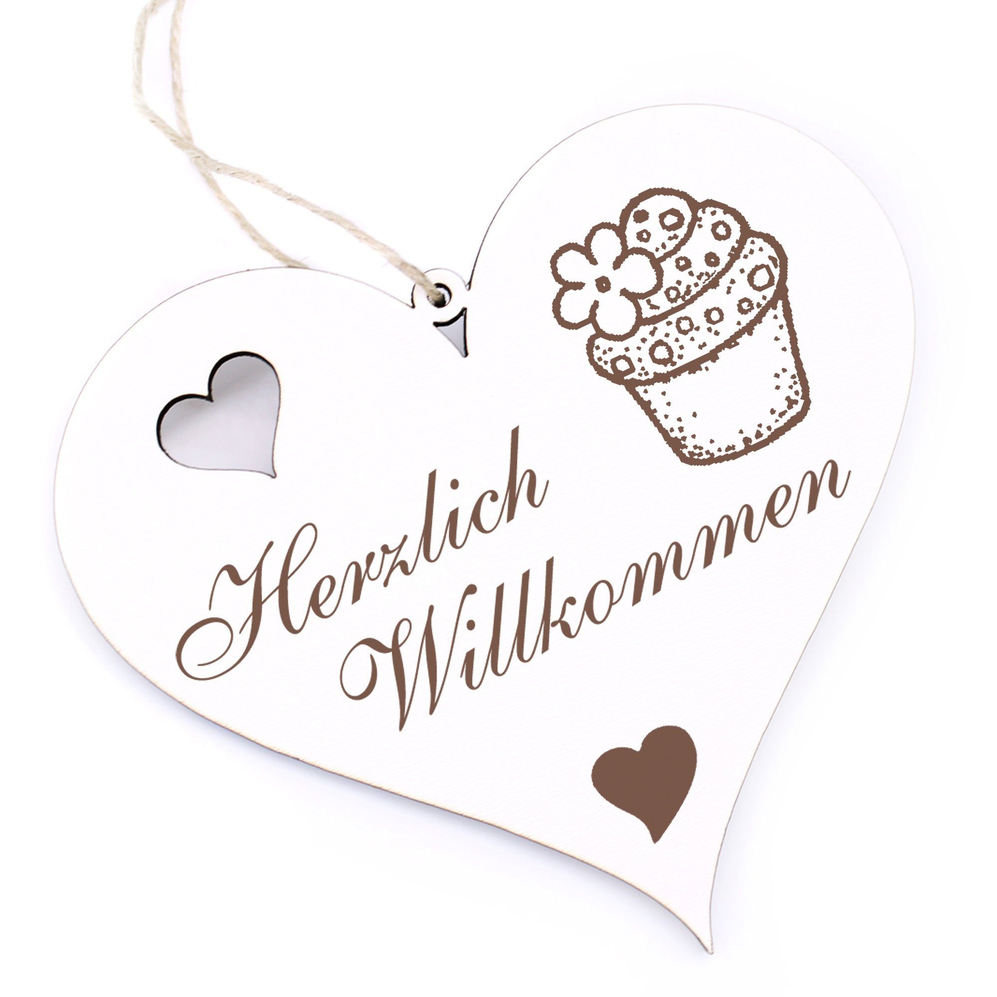 13x12cm Herzlich - Willkommen Hängedekoration - Cupcake Dekolando